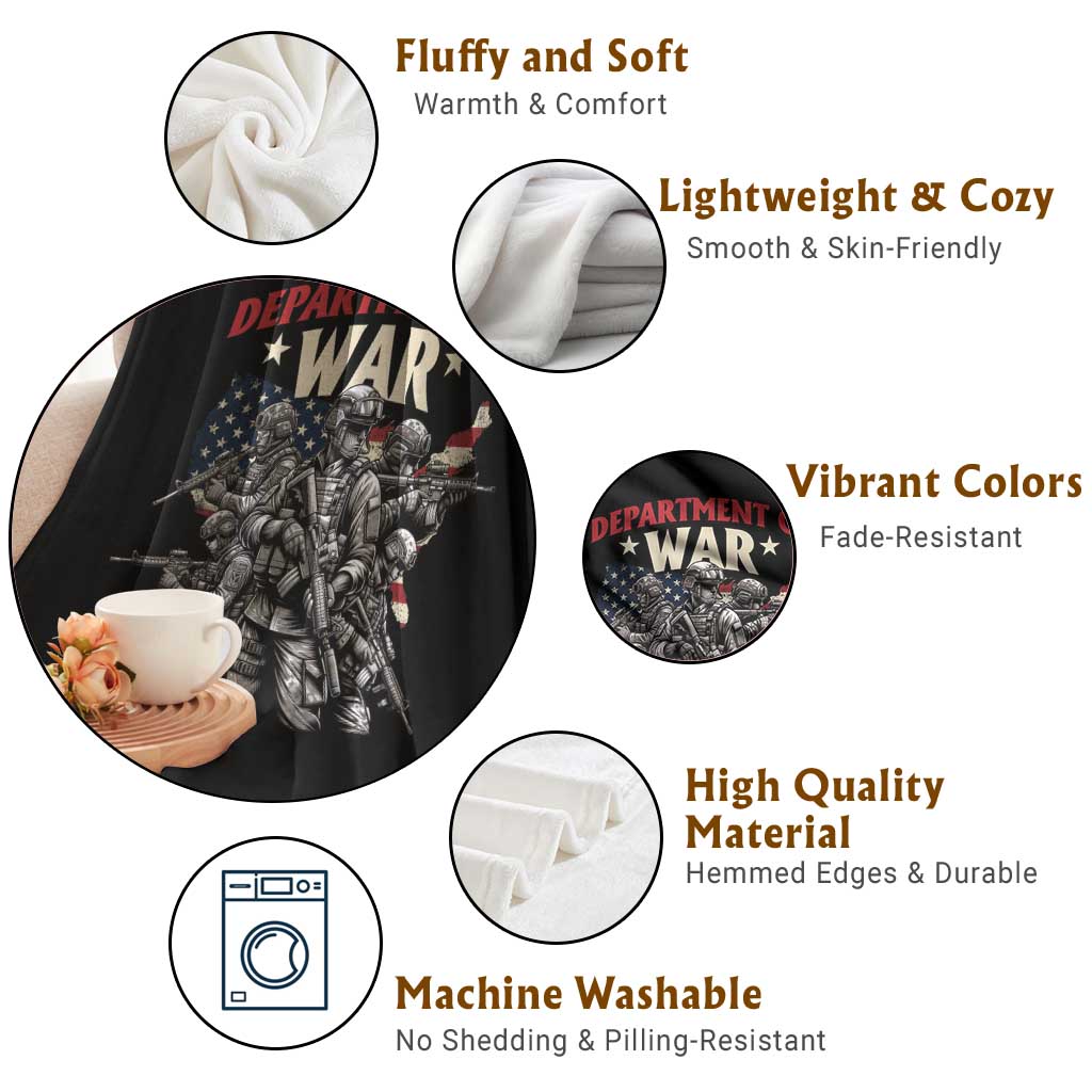 Department of War Est 2025 Throw Blanket Patriotic Combat Squad Tactical Soldiers Graphic TS02 Print Your Wear