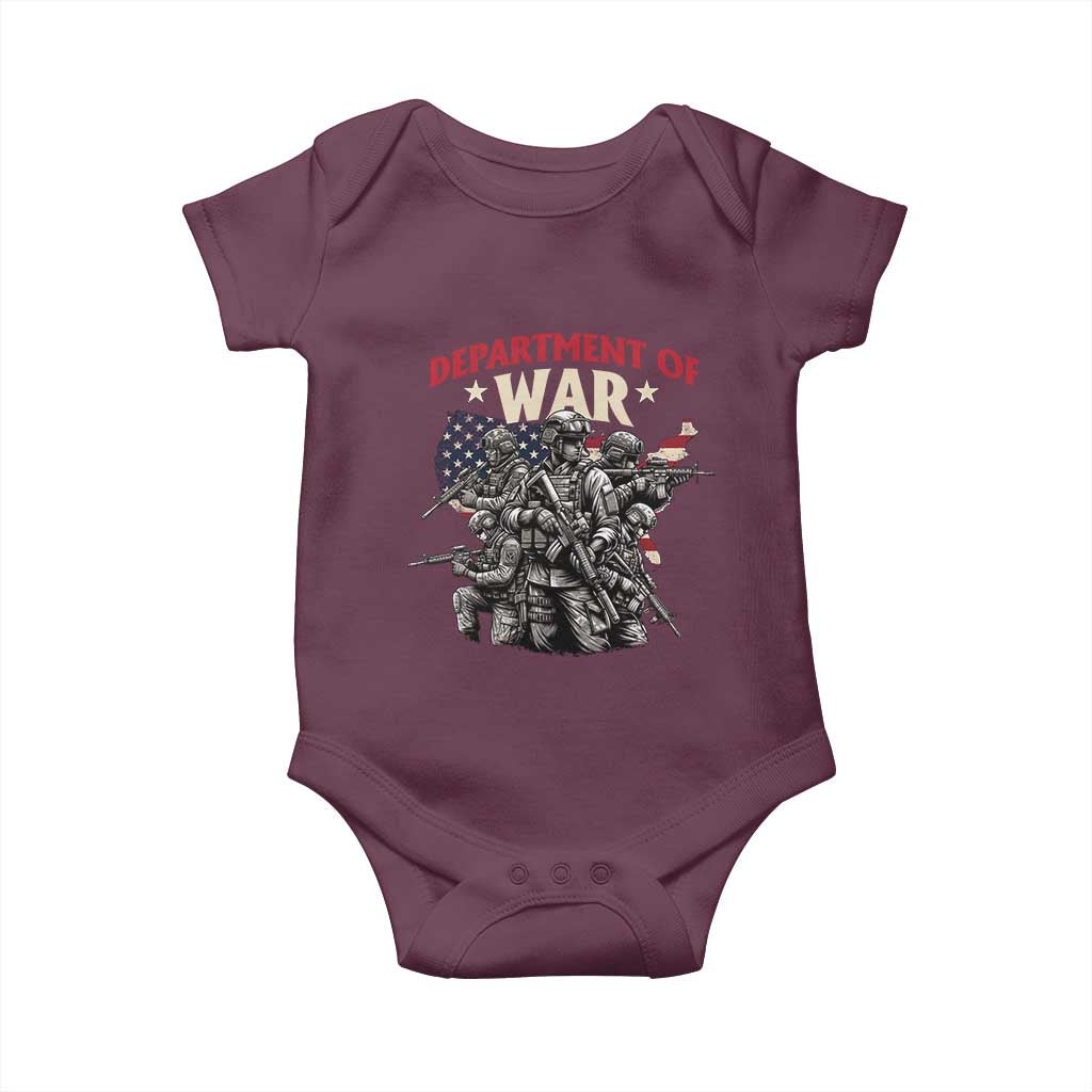 Department of War Est 2025 Baby Onesie Patriotic Combat Squad Tactical Soldiers Graphic TS02 Maroon Print Your Wear