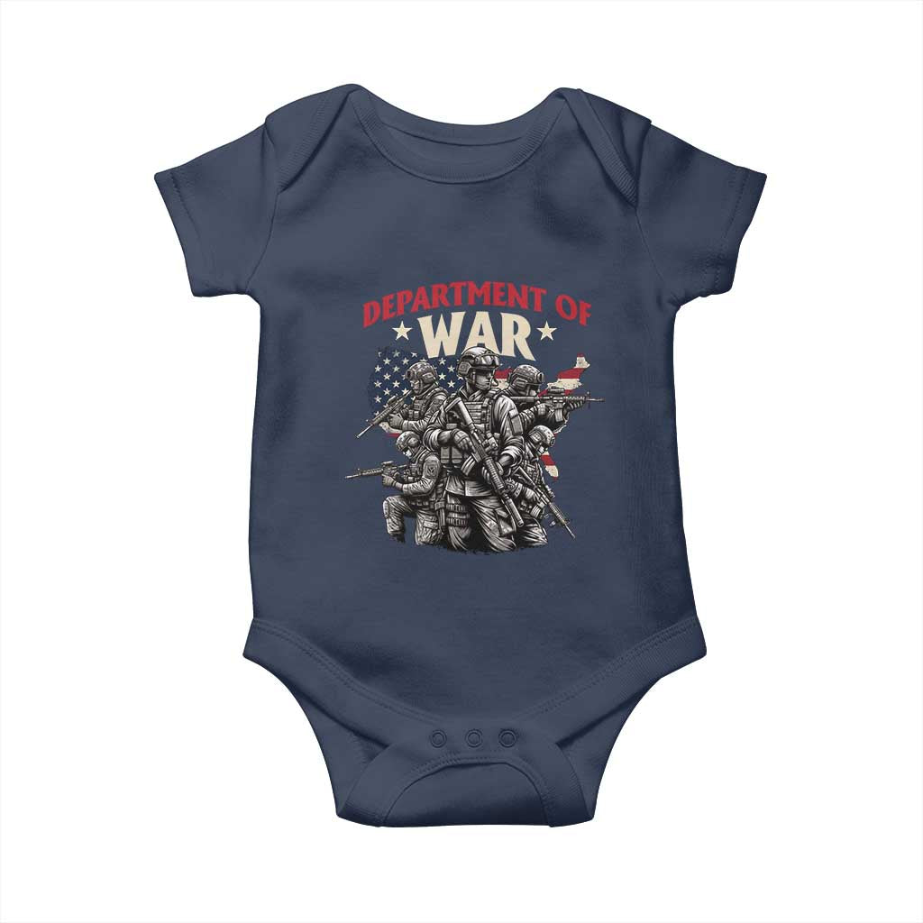 Department of War Est 2025 Baby Onesie Patriotic Combat Squad Tactical Soldiers Graphic TS02 Navy Print Your Wear