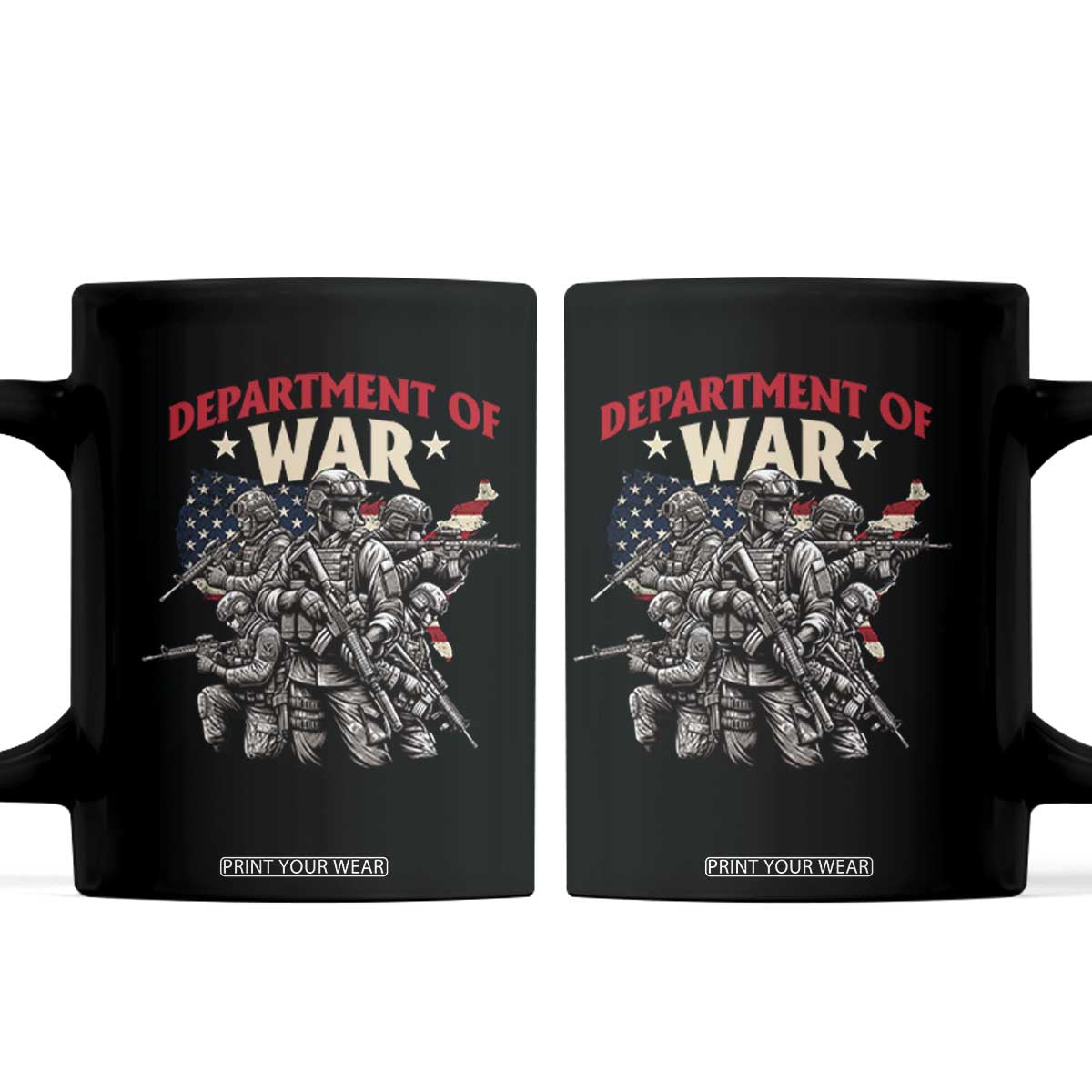 Department of War Est 2025 Coffee Mug Patriotic Combat Squad Tactical Soldiers Graphic TS02 Black Print Your Wear