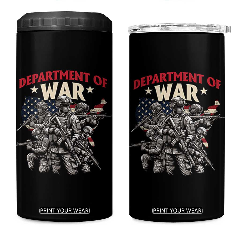 Department of War Est 2025 4 in 1 Can Cooler Tumbler Patriotic Combat Squad Tactical Soldiers Graphic TS02 One Size: 16 oz Black Print Your Wear