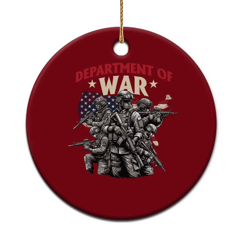 Department of War Est 2025 Ceramic Ornament Patriotic Combat Squad Tactical Soldiers Graphic TS02 1pc Red Print Your Wear