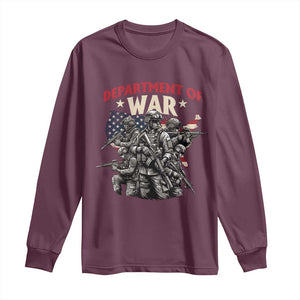 Department of War Est 2025 Long Sleeve Shirt Patriotic Combat Squad Tactical Soldiers Graphic TS02 Maroon Print Your Wear