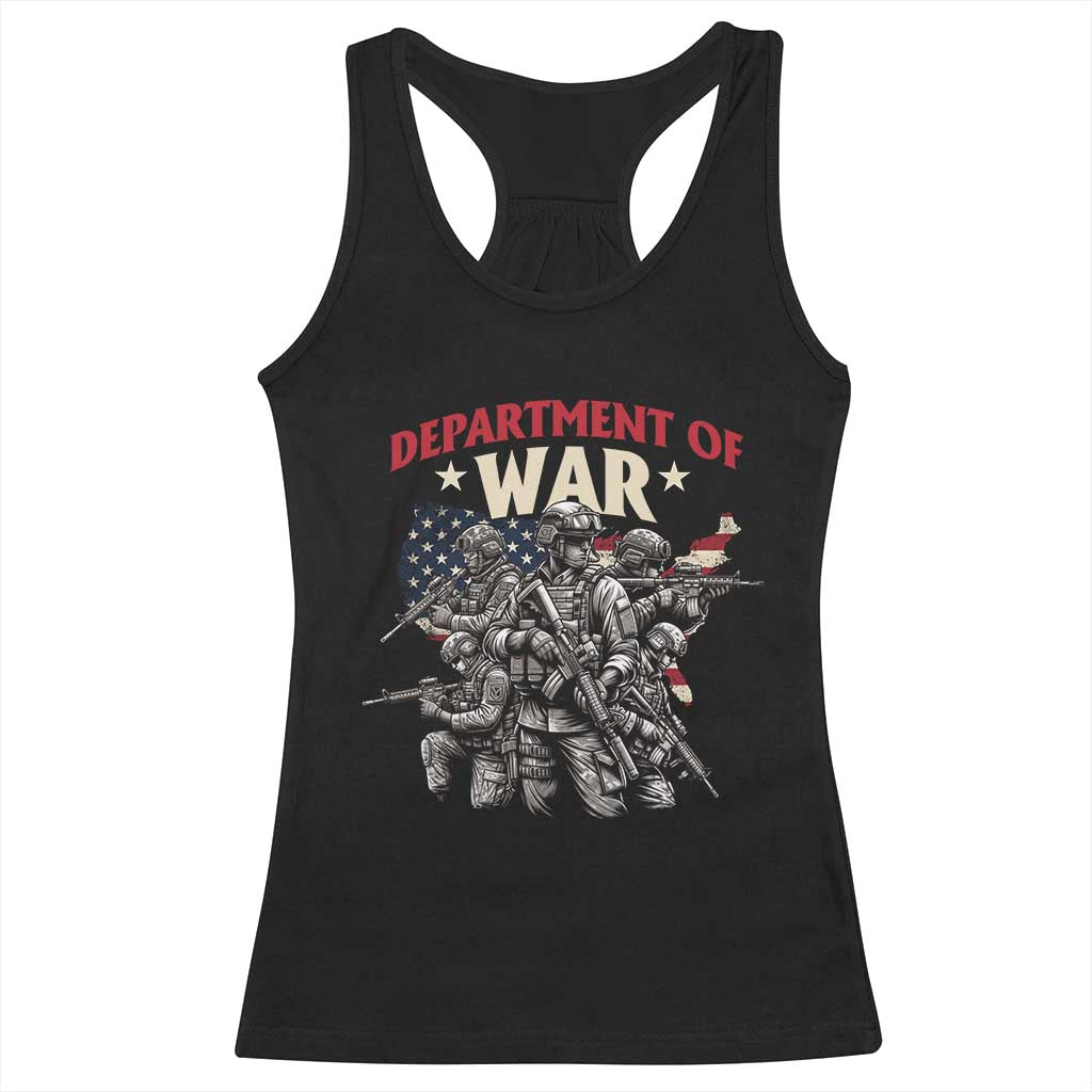 Department of War Est 2025 Racerback Tank Top Patriotic Combat Squad Tactical Soldiers Graphic TS02 Black Print Your Wear