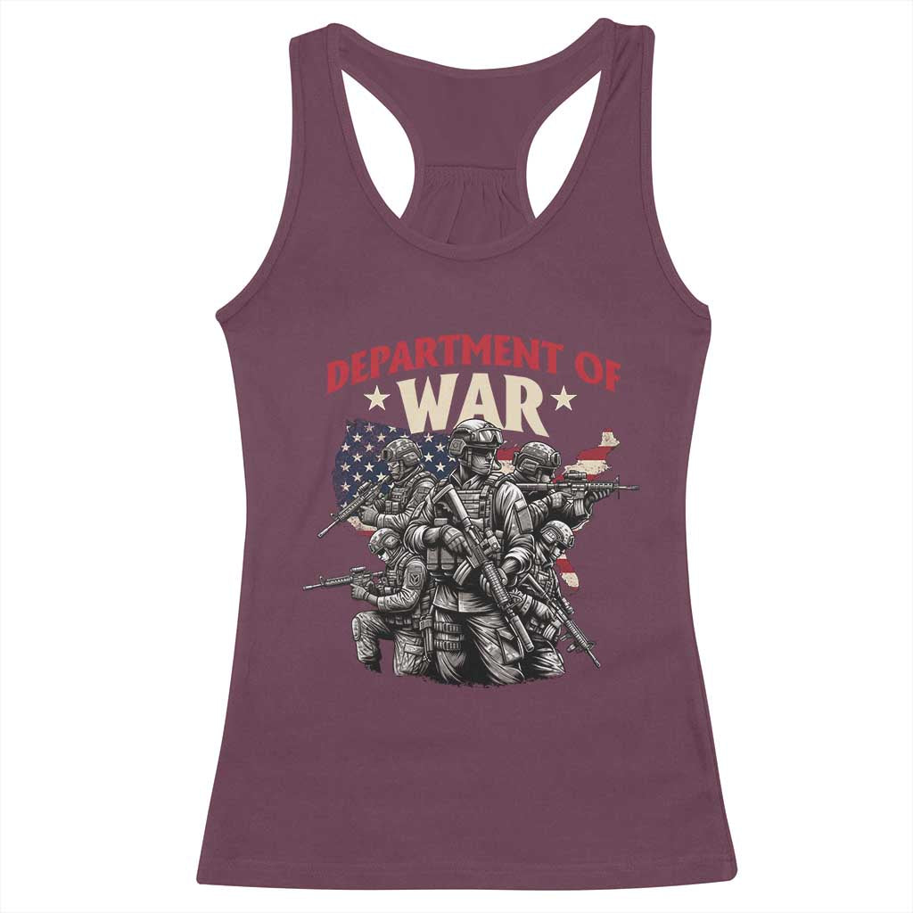 Department of War Est 2025 Racerback Tank Top Patriotic Combat Squad Tactical Soldiers Graphic TS02 Maroon Print Your Wear