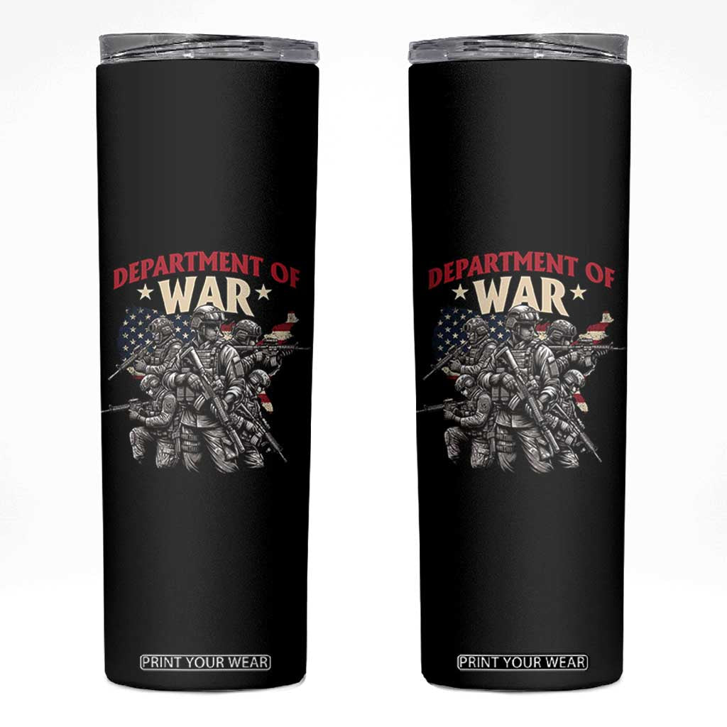 Department of War Est 2025 Skinny Tumbler Patriotic Combat Squad Tactical Soldiers Graphic TS02 Black Print Your Wear