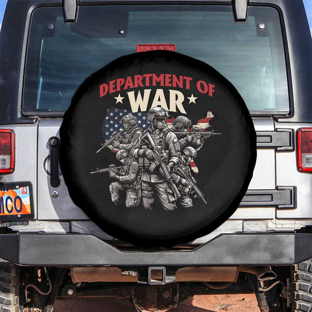 Department of War Est 2025 Spare Tire Cover Patriotic Combat Squad Tactical Soldiers Graphic TS02 No hole Black Print Your Wear