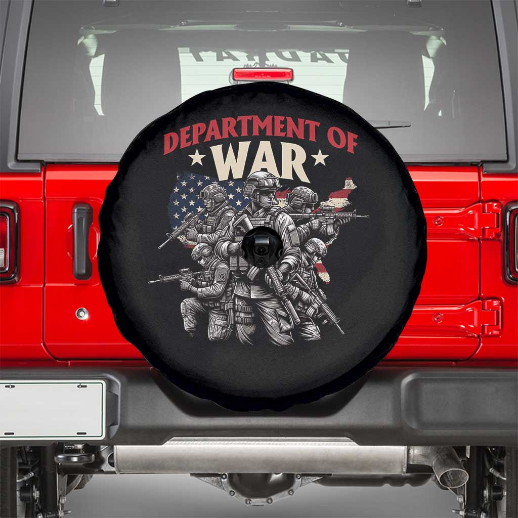 Department of War Est 2025 Spare Tire Cover Patriotic Combat Squad Tactical Soldiers Graphic TS02 Black Print Your Wear