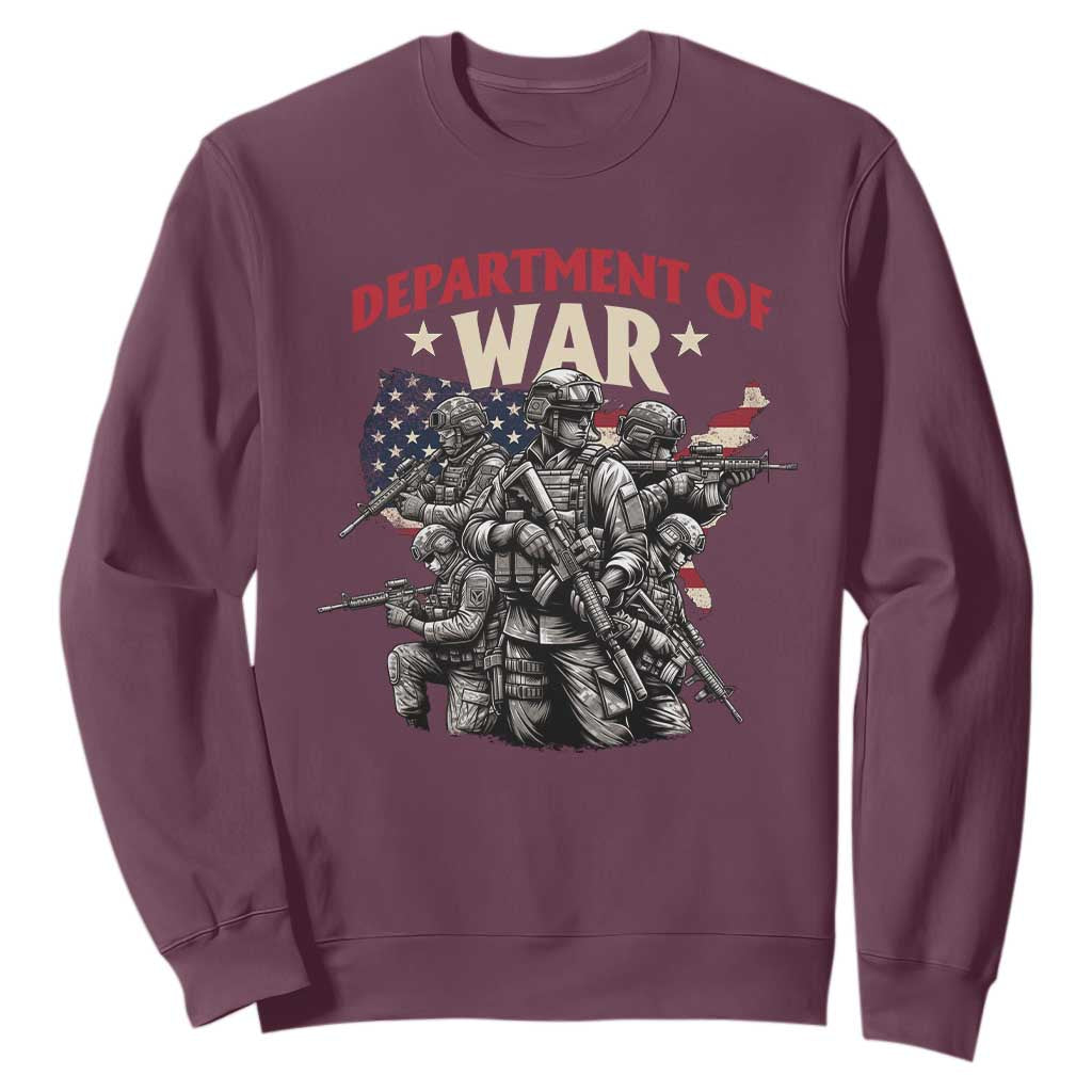 Department of War Est 2025 Sweatshirt Patriotic Combat Squad Tactical Soldiers Graphic TS02 Maroon Print Your Wear