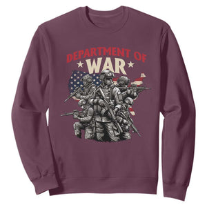 Department of War Est 2025 Sweatshirt Patriotic Combat Squad Tactical Soldiers Graphic TS02 Maroon Print Your Wear