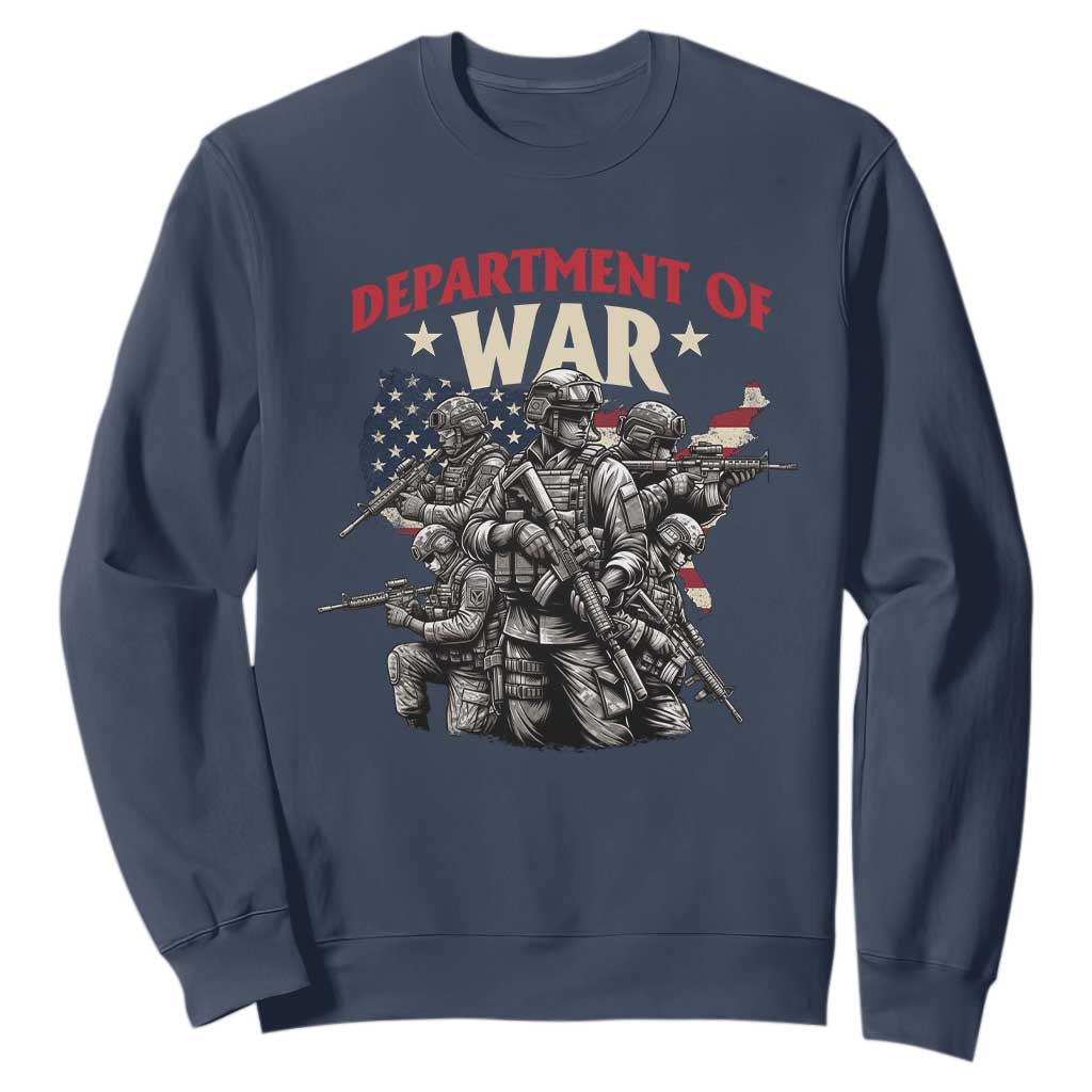 Department of War Est 2025 Sweatshirt Patriotic Combat Squad Tactical Soldiers Graphic TS02 Navy Print Your Wear