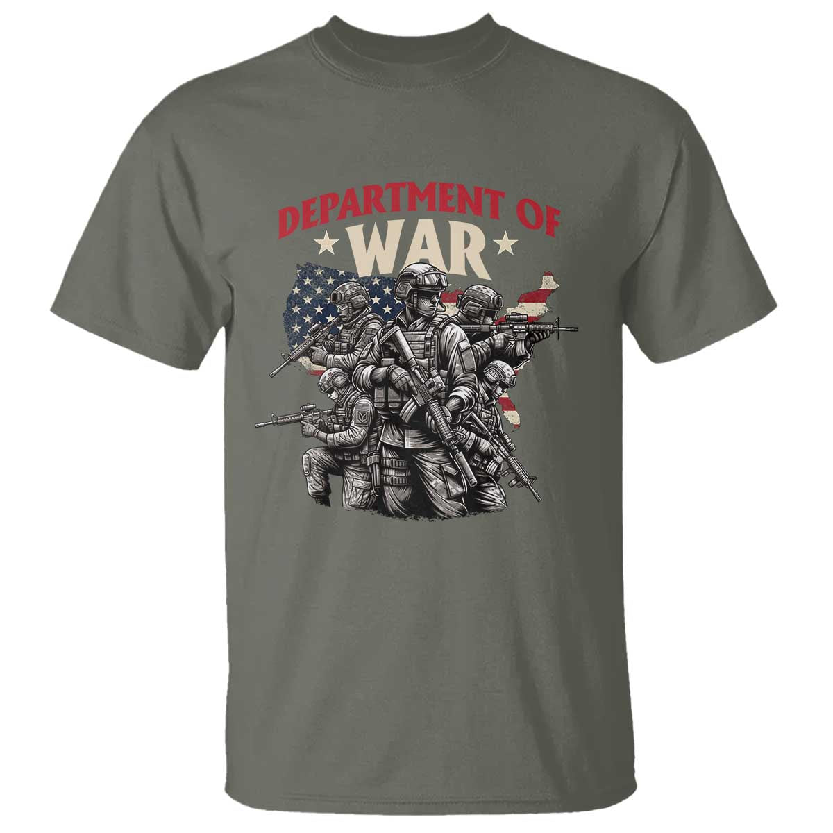 Department of War Est 2025 T Shirt Patriotic Combat Squad Tactical Soldiers Graphic TS02 Military Green Print Your Wear