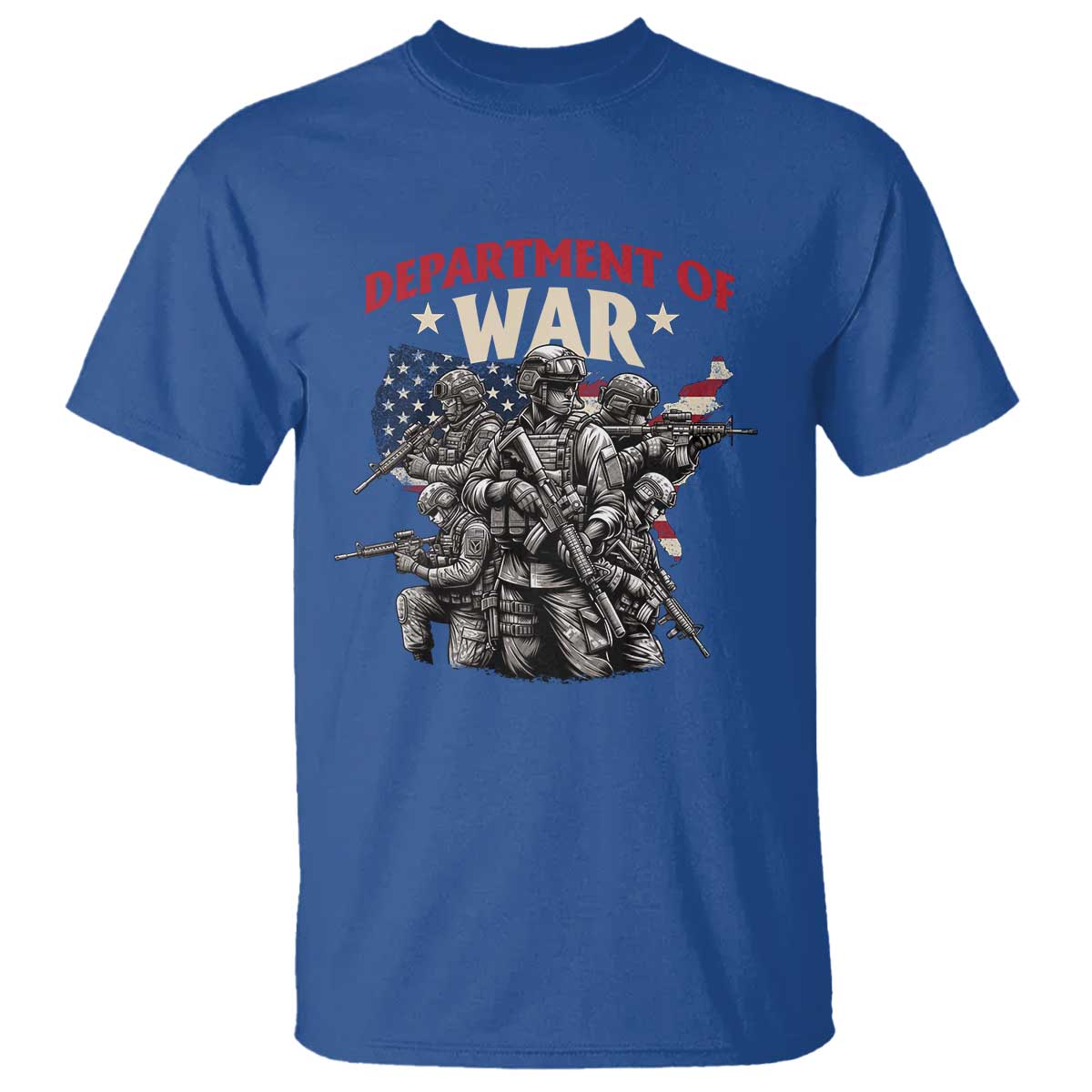 Department of War Est 2025 T Shirt Patriotic Combat Squad Tactical Soldiers Graphic TS02 Royal Blue Print Your Wear