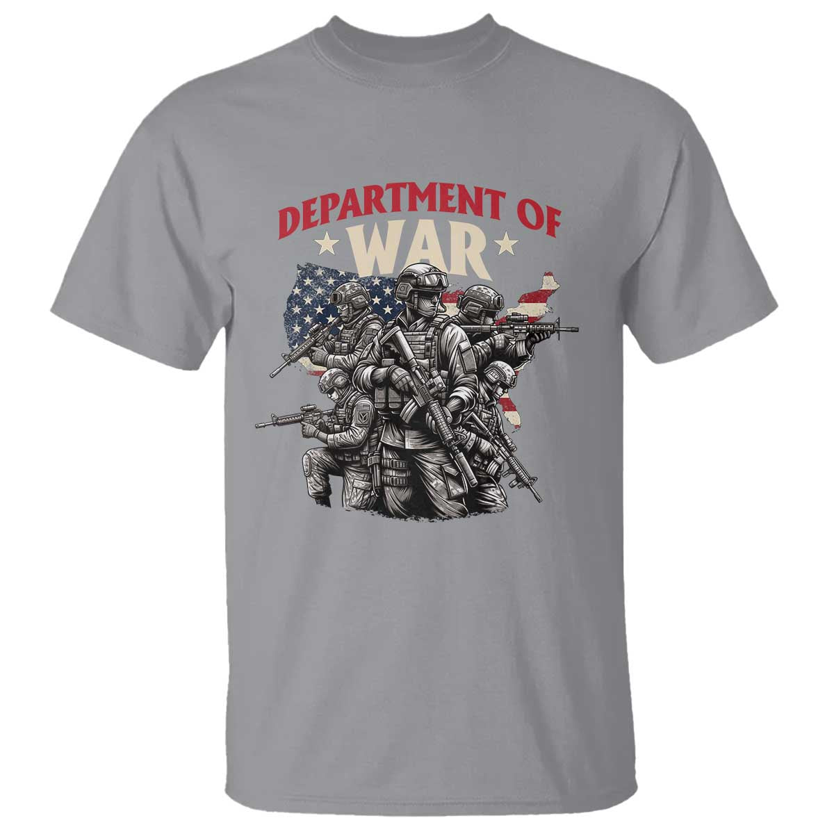 Department of War Est 2025 T Shirt Patriotic Combat Squad Tactical Soldiers Graphic TS02 Sport Gray Print Your Wear