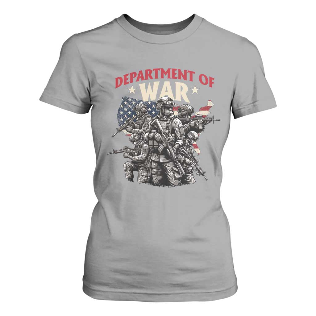 Department of War Est 2025 T Shirt For Women Patriotic Combat Squad Tactical Soldiers Graphic TS02 Sport Gray Print Your Wear