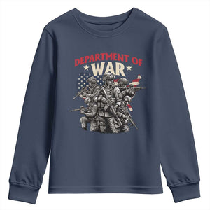 Department of War Est 2025 Youth Sweatshirt Patriotic Combat Squad Tactical Soldiers Graphic TS02 Navy Print Your Wear