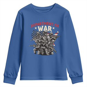 Department of War Est 2025 Youth Sweatshirt Patriotic Combat Squad Tactical Soldiers Graphic TS02 Royal Blue Print Your Wear