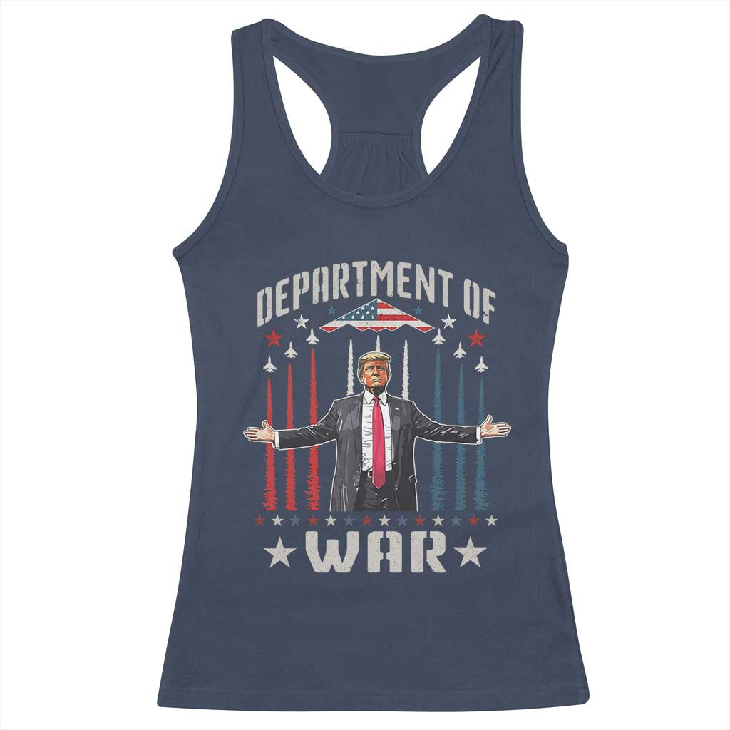 Department of War Est 2025 Racerback Tank Top Trump Patriotic Political B2 Spirit Operation Midnight Hammer TS02 Navy Print Your Wear