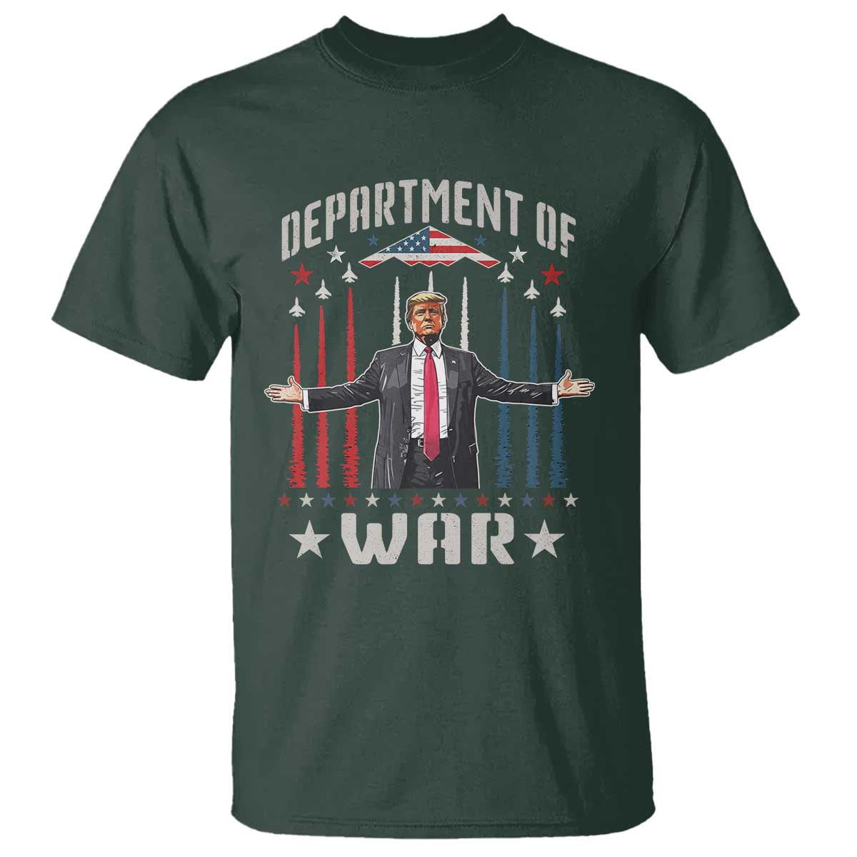 Department of War Est 2025 T Shirt Trump Patriotic Political B2 Spirit Operation Midnight Hammer TS02 Dark Forest Green Print Your Wear