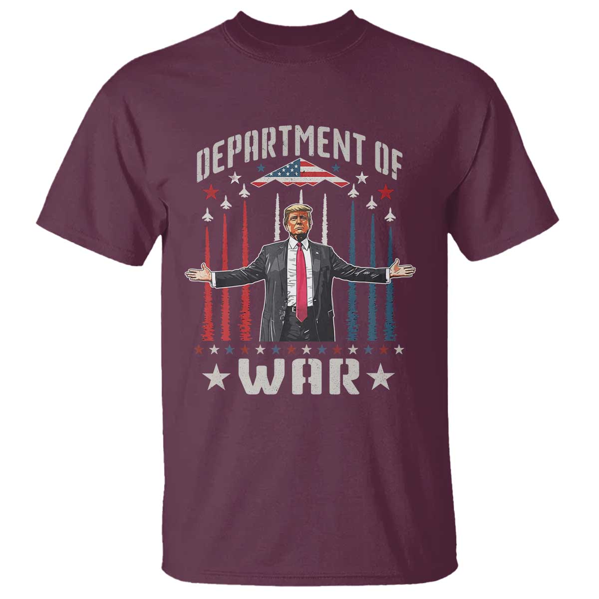 Department of War Est 2025 T Shirt Trump Patriotic Political B2 Spirit Operation Midnight Hammer TS02 Maroon Print Your Wear