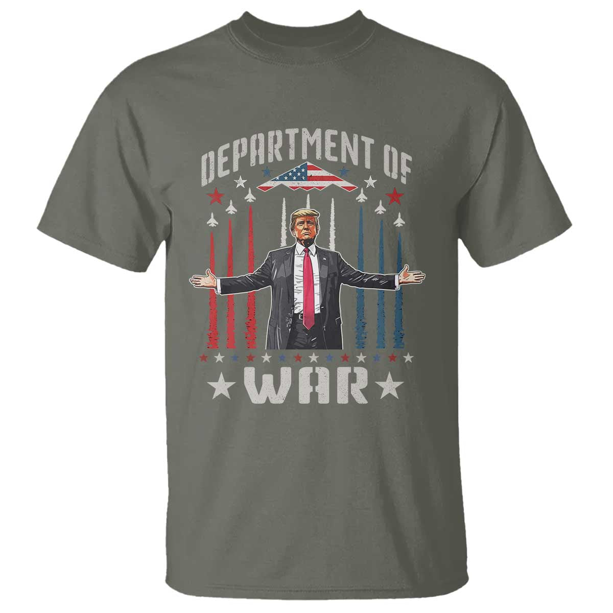 Department of War Est 2025 T Shirt Trump Patriotic Political B2 Spirit Operation Midnight Hammer TS02 Military Green Print Your Wear