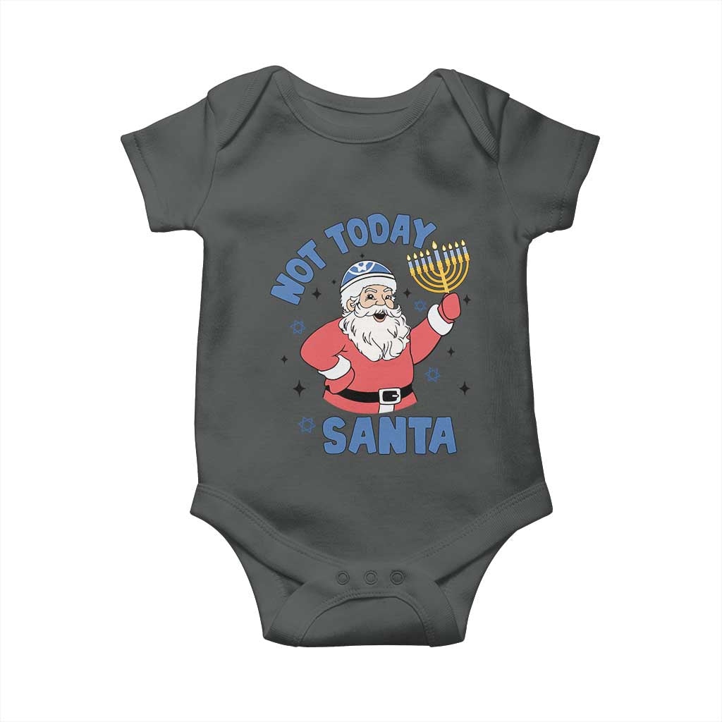 Santa Hanukkah Baby Onesie Not Today Santa Chanukah Jewish Festival Jew TS02 Dark Heather Print Your Wear