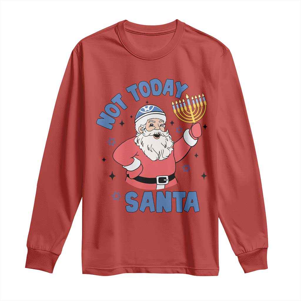 Santa Hanukkah Long Sleeve Shirt Not Today Santa Chanukah Jewish Festival Jew TS02 Red Print Your Wear