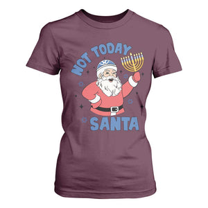 Santa Hanukkah T Shirt For Women Not Today Santa Chanukah Jewish Festival Jew TS02 Maroon Print Your Wear