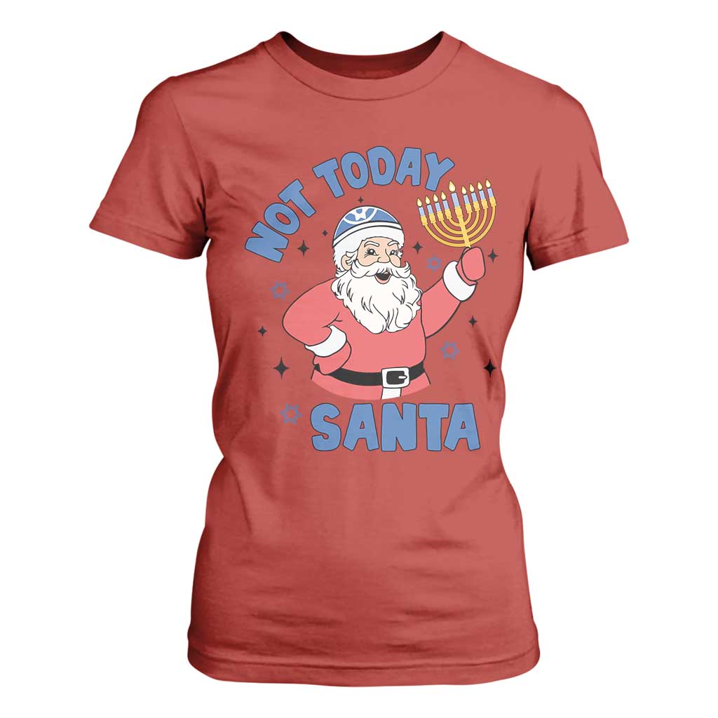 Santa Hanukkah T Shirt For Women Not Today Santa Chanukah Jewish Festival Jew TS02 Red Print Your Wear