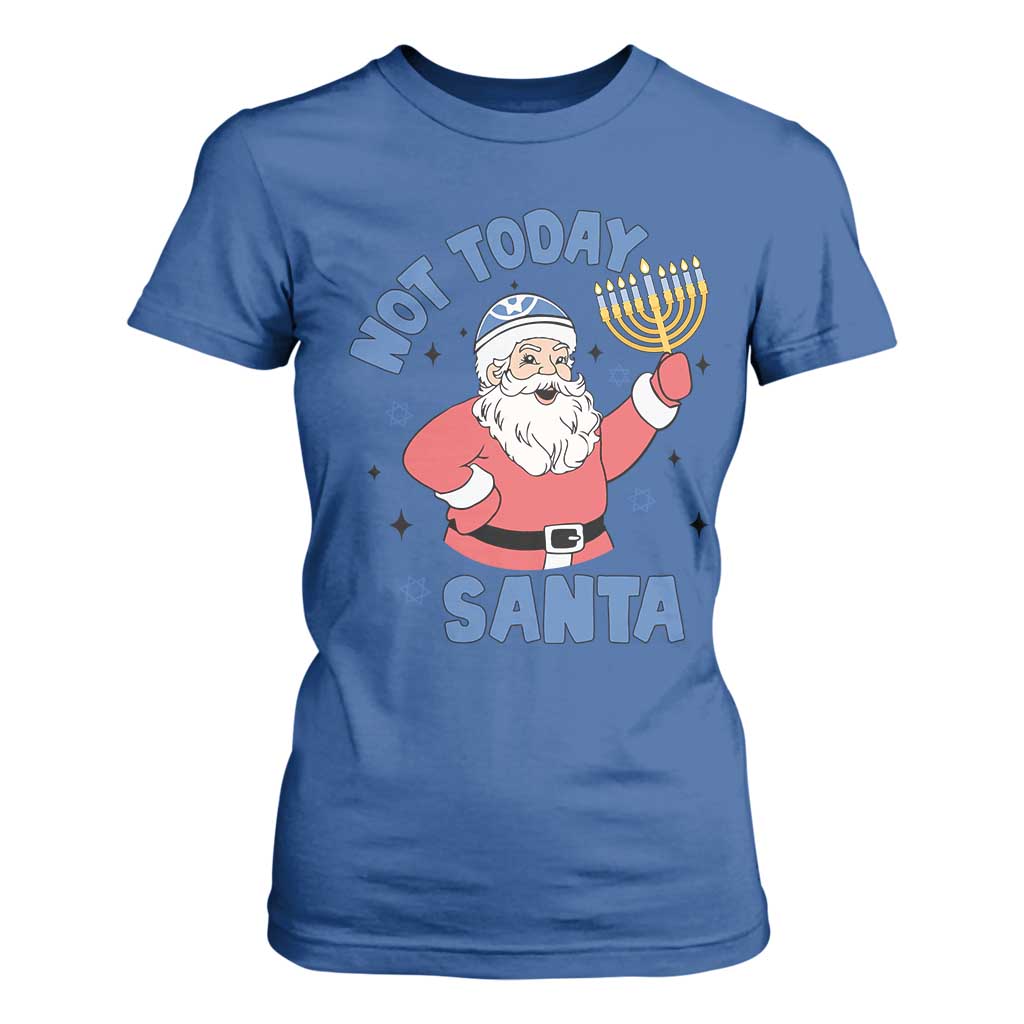 Santa Hanukkah T Shirt For Women Not Today Santa Chanukah Jewish Festival Jew TS02 Royal Blue Print Your Wear