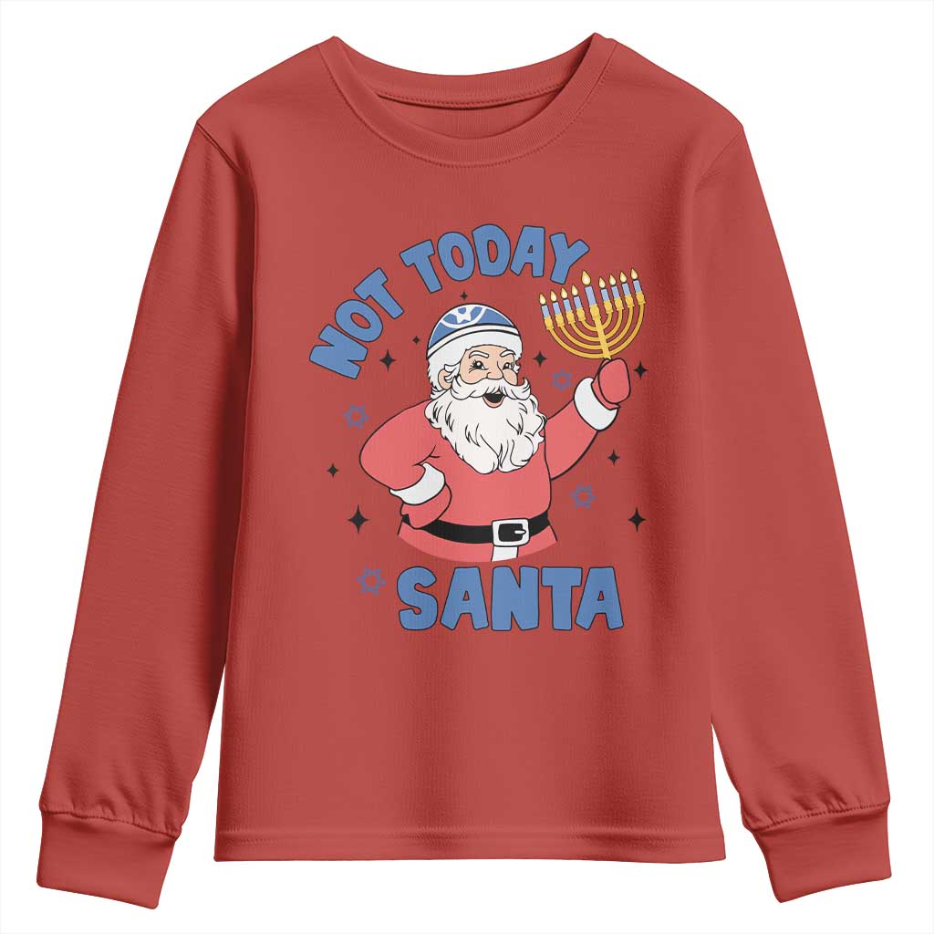 Santa Hanukkah Youth Sweatshirt Not Today Santa Chanukah Jewish Festival Jew TS02 Red Print Your Wear