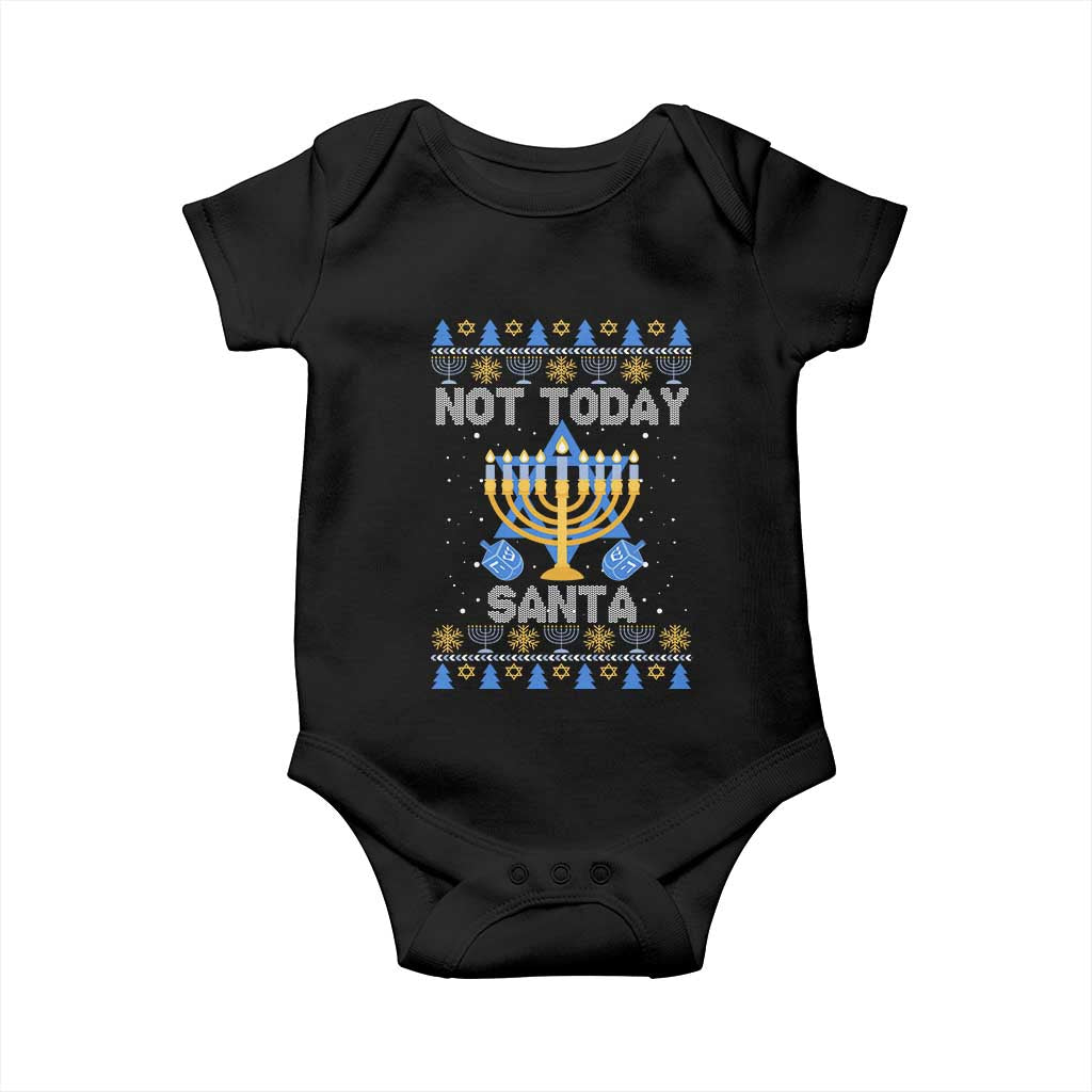 Ugly Sweater Hanukkah Baby Onesie Not Today Santa Chanukah Jewish Festival Jew TS02 Black Print Your Wear
