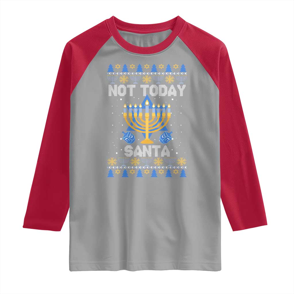 Ugly Sweater Hanukkah Raglan Shirt Not Today Santa Chanukah Jewish Festival Jew TS02 Sport Gray Red Print Your Wear