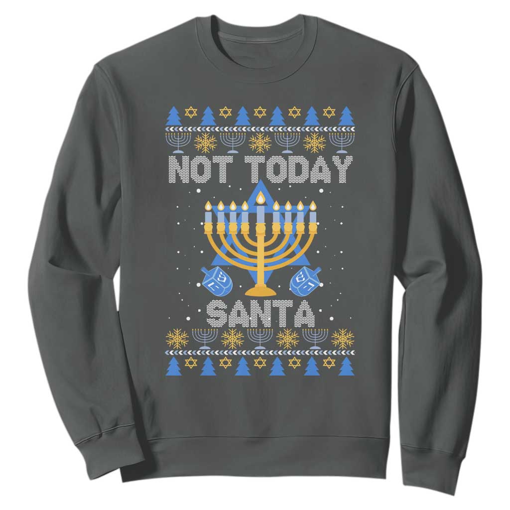 Ugly Hanukkah Sweatshirt Not Today Santa Chanukah Jewish Festival Jew Ugly Hanukkah TS02 Dark Heather Printyourwear