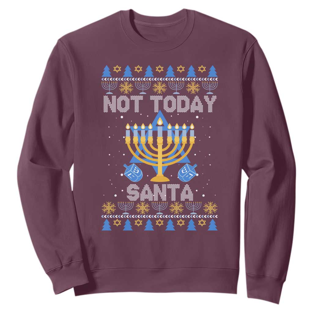 Ugly Hanukkah Sweatshirt Not Today Santa Chanukah Jewish Festival Jew Ugly Hanukkah TS02 Maroon Printyourwear