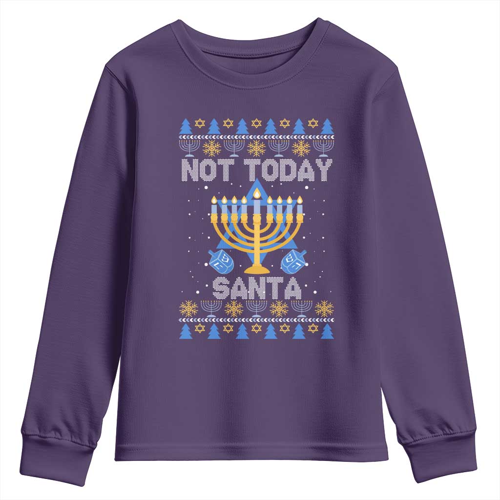 Ugly Sweater Hanukkah Youth Sweatshirt Not Today Santa Chanukah Jewish Festival Jew TS02 Purple Print Your Wear