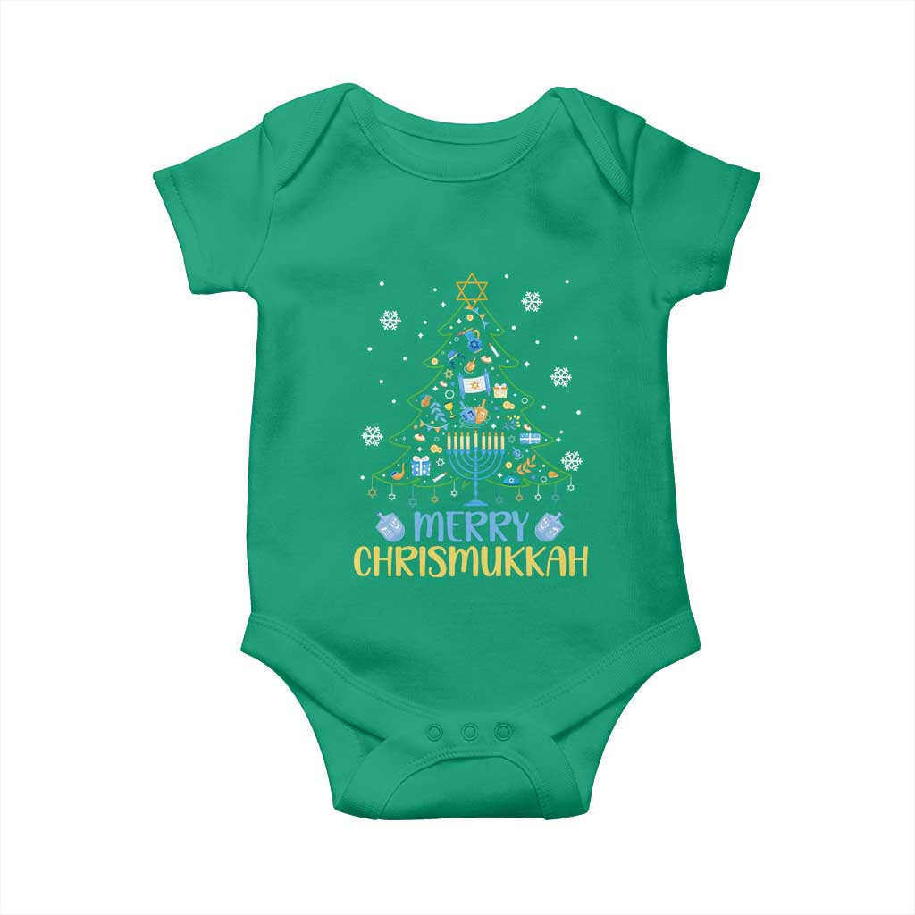 Christmas Hanukkah Baby Onesie Merry Christmukkah Jewish Christmas Tree Chanukah TS02 Irish Green Print Your Wear