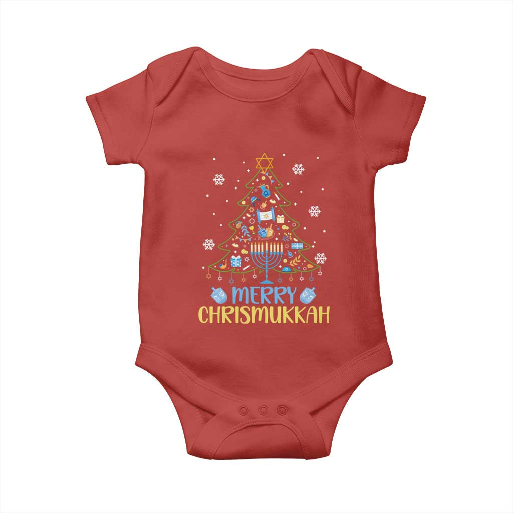 Christmas Hanukkah Baby Onesie Merry Christmukkah Jewish Christmas Tree Chanukah TS02 Red Print Your Wear