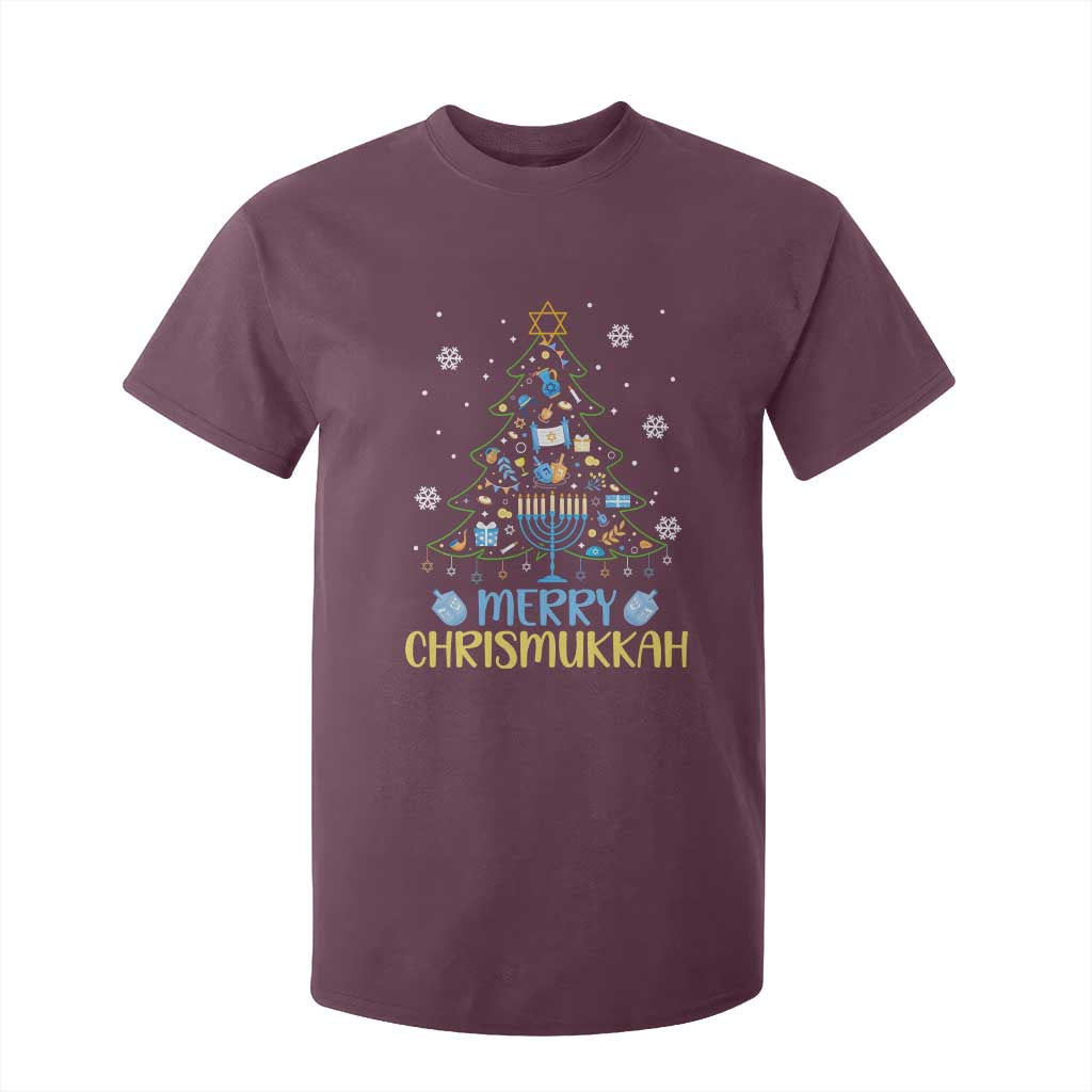 Christmas Hanukkah T Shirt For Kid Merry Christmukkah Jewish Christmas Tree Chanukah TS02 Maroon Print Your Wear