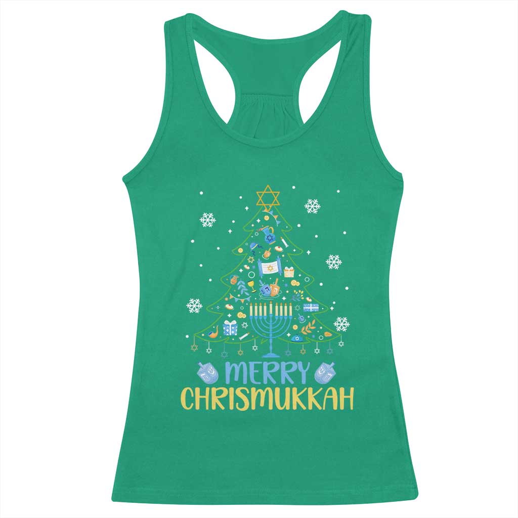Christmas Hanukkah Racerback Tank Top Merry Christmukkah Jewish Christmas Tree Chanukah TS02 Irish Green Print Your Wear