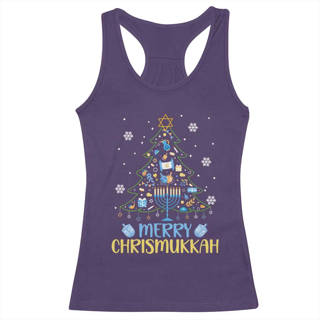 Christmas Hanukkah Racerback Tank Top Merry Christmukkah Jewish Christmas Tree Chanukah TS02 Purple Print Your Wear