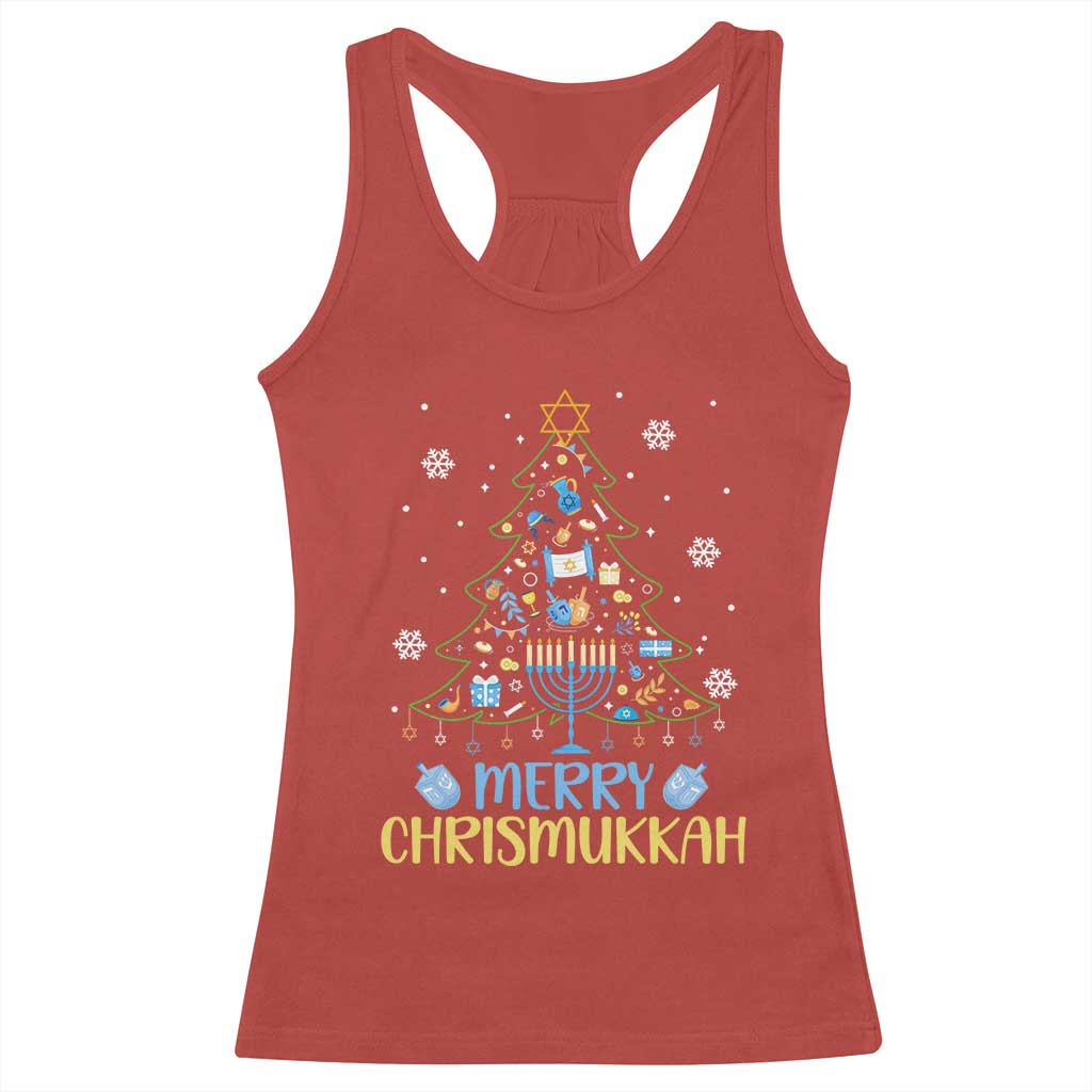 Christmas Hanukkah Racerback Tank Top Merry Christmukkah Jewish Christmas Tree Chanukah TS02 Red Print Your Wear