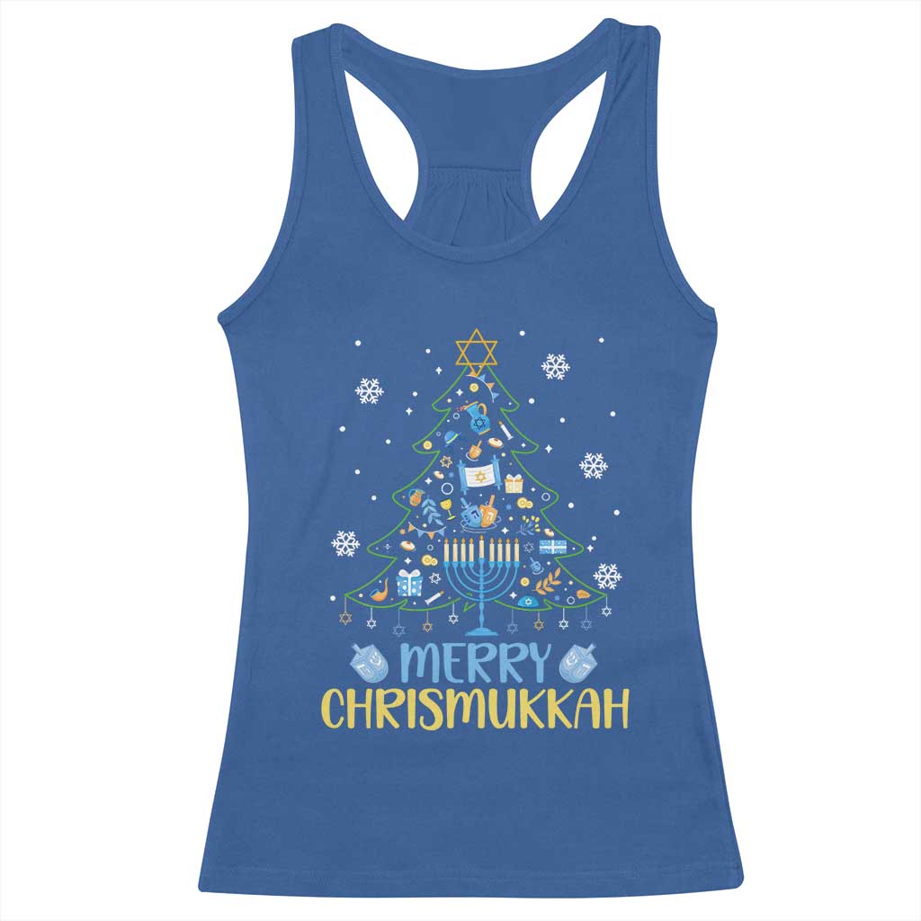 Christmas Hanukkah Racerback Tank Top Merry Christmukkah Jewish Christmas Tree Chanukah TS02 Royal Blue Print Your Wear