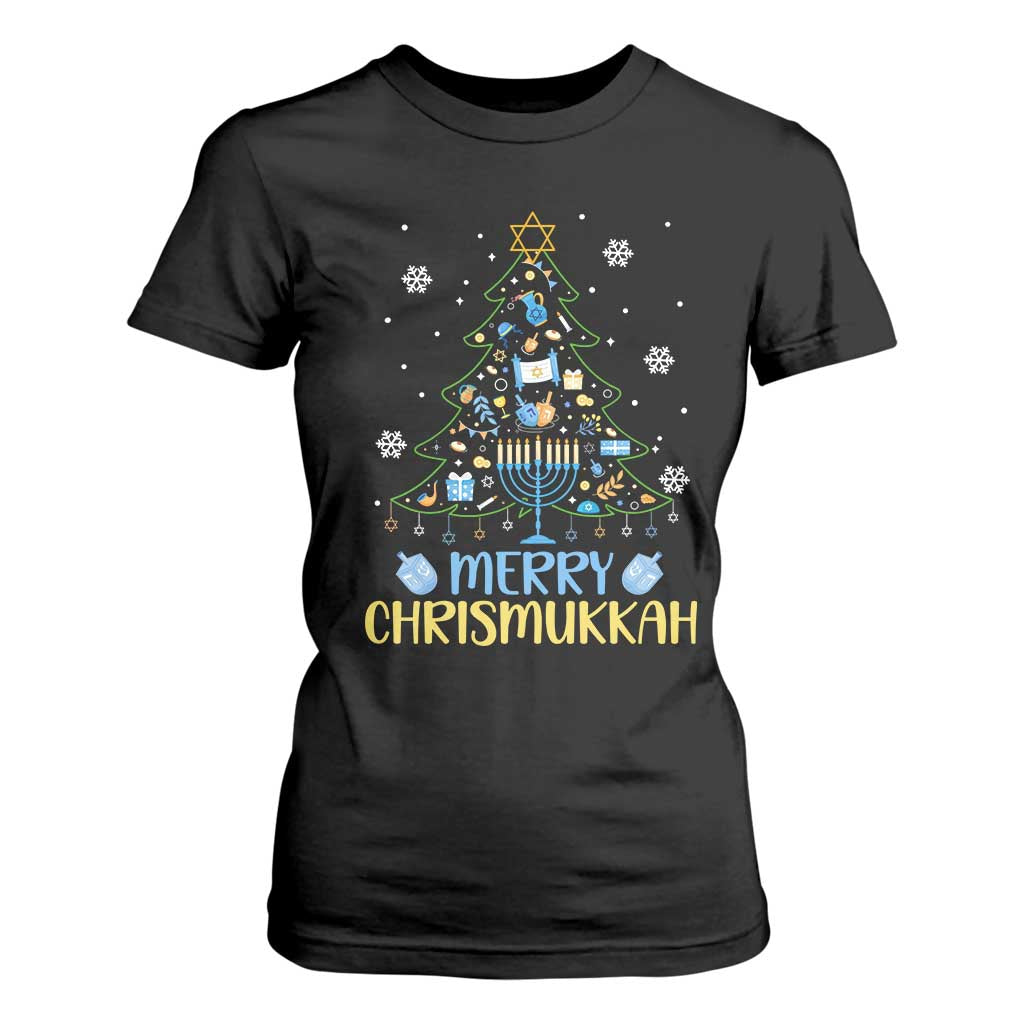 Christmas Hanukkah T Shirt For Women Merry Christmukkah Jewish Christmas Tree Chanukah TS02 Black Print Your Wear