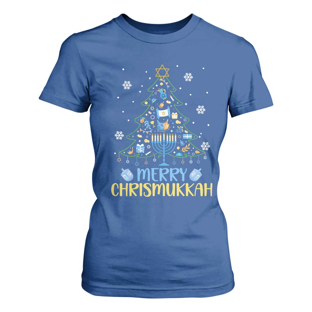 Christmas Hanukkah T Shirt For Women Merry Christmukkah Jewish Christmas Tree Chanukah TS02 Royal Blue Print Your Wear