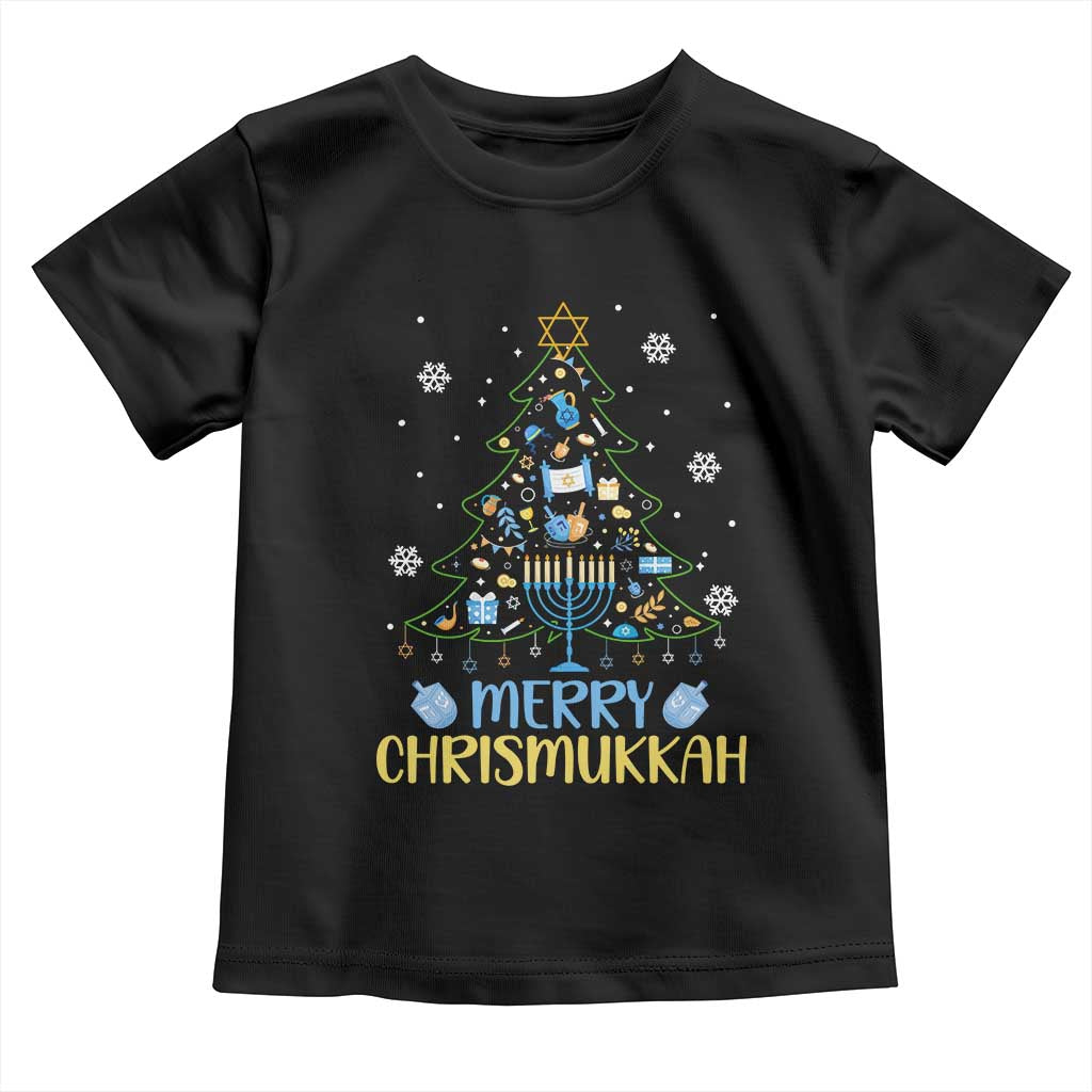 Christmas Hanukkah Toddler T Shirt Merry Christmukkah Jewish Christmas Tree Chanukah TS02 Black Print Your Wear