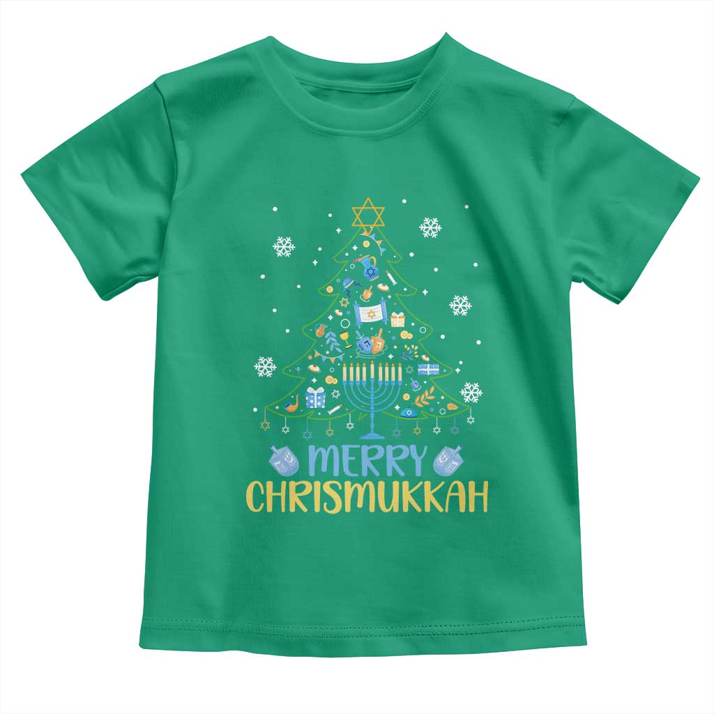 Christmas Hanukkah Toddler T Shirt Merry Christmukkah Jewish Christmas Tree Chanukah TS02 Irish Green Print Your Wear