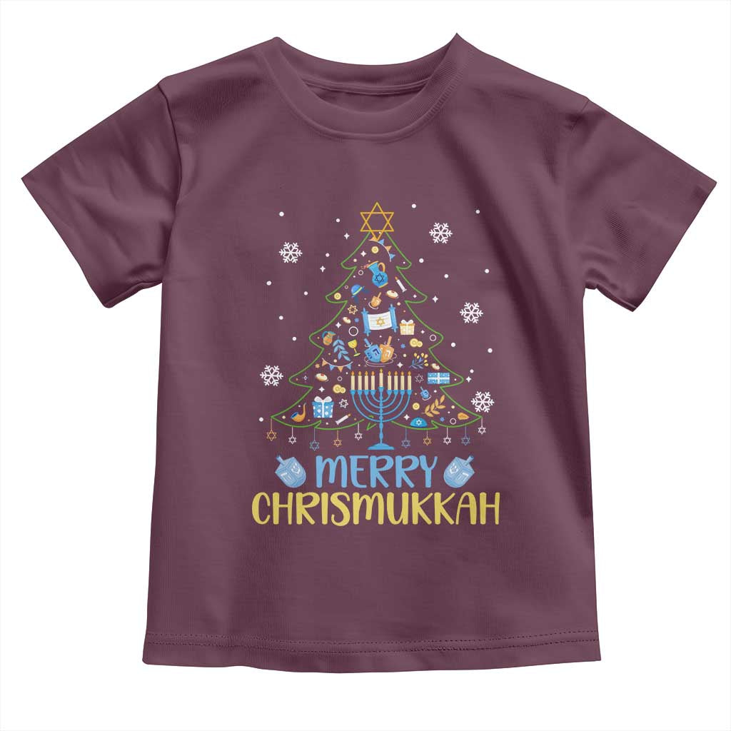 Christmas Hanukkah Toddler T Shirt Merry Christmukkah Jewish Christmas Tree Chanukah TS02 Maroon Print Your Wear