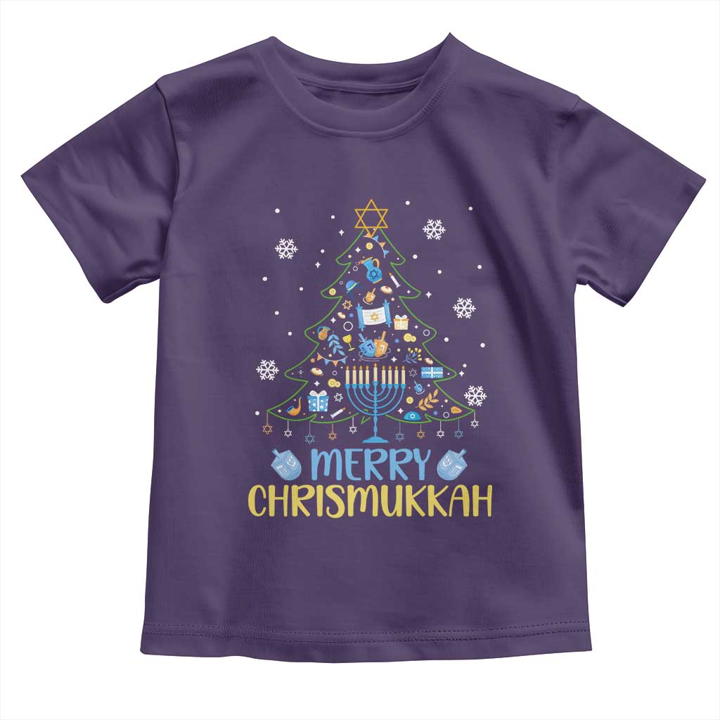 Christmas Hanukkah Toddler T Shirt Merry Christmukkah Jewish Christmas Tree Chanukah TS02 Purple Print Your Wear