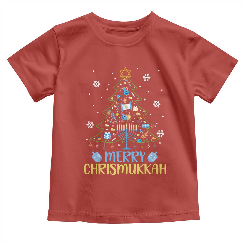 Christmas Hanukkah Toddler T Shirt Merry Christmukkah Jewish Christmas Tree Chanukah TS02 Red Print Your Wear
